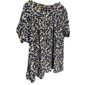Chic Soul Floral blouse 3x Soft Spring Navy Pastel